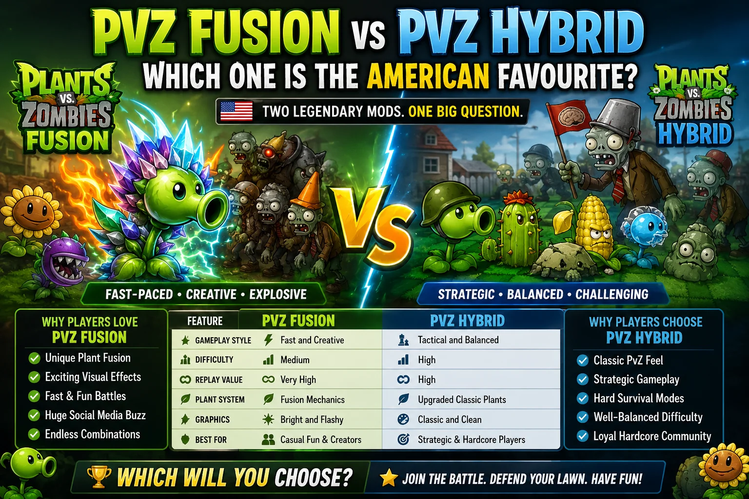 PvZ Fusion vs PvZ Hybrid
